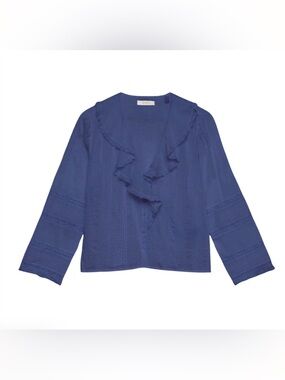 Doen Indigo Ruffle-Trim Huguette Blouse